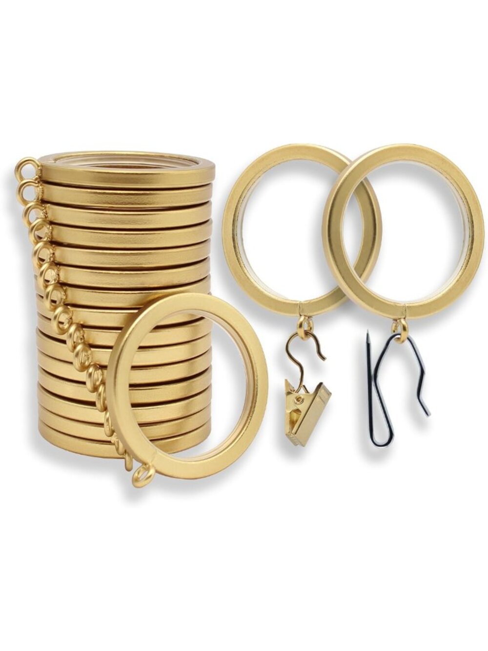 Luxury Smooth Glide Curtain Rings - 18 Pack, Brushed Gold Finish, Easy Install
